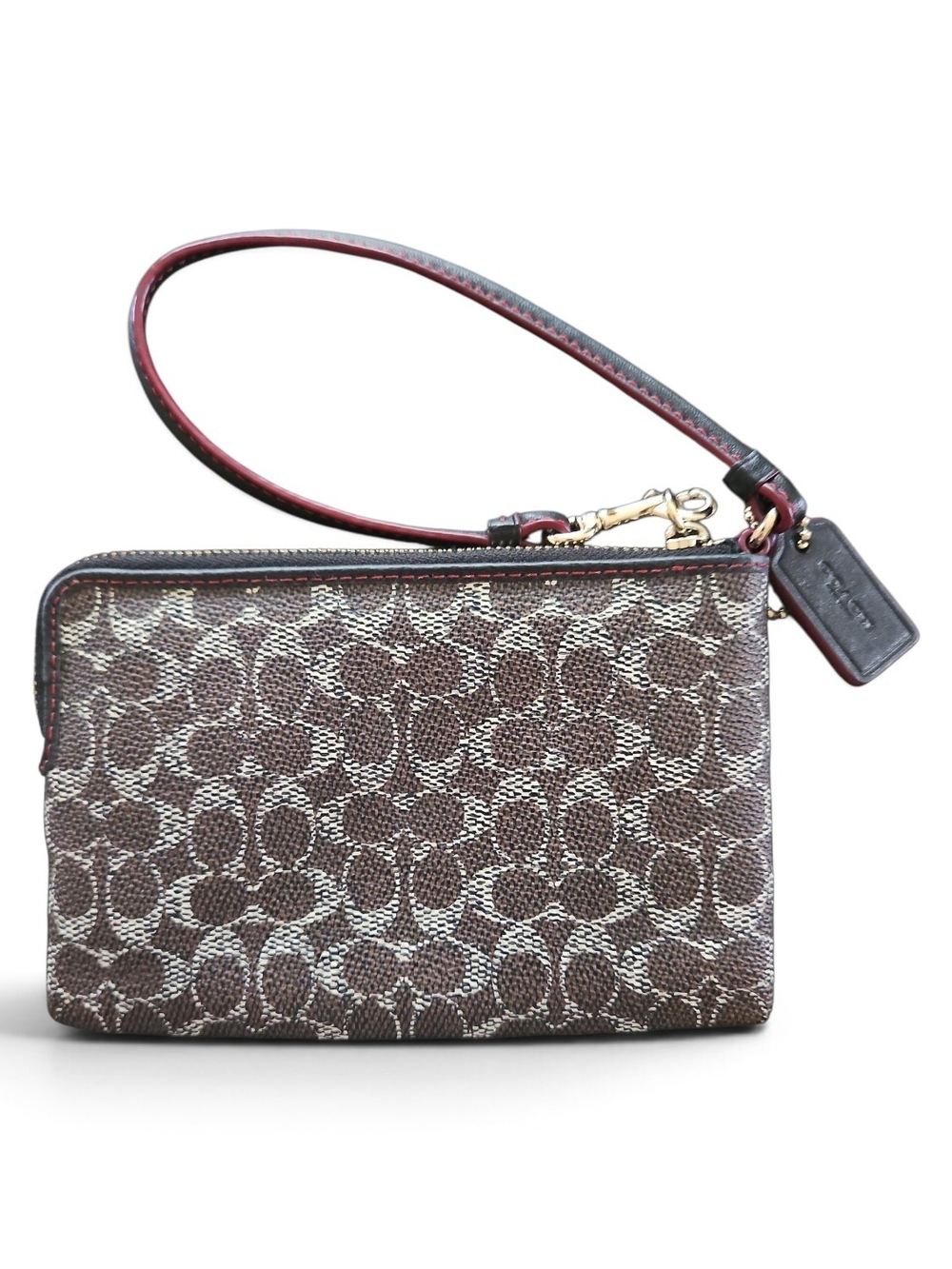 EUC Coach Vintage Brown Signature C Monogram Wristlet with Hang Tag - Picture 2 of 13